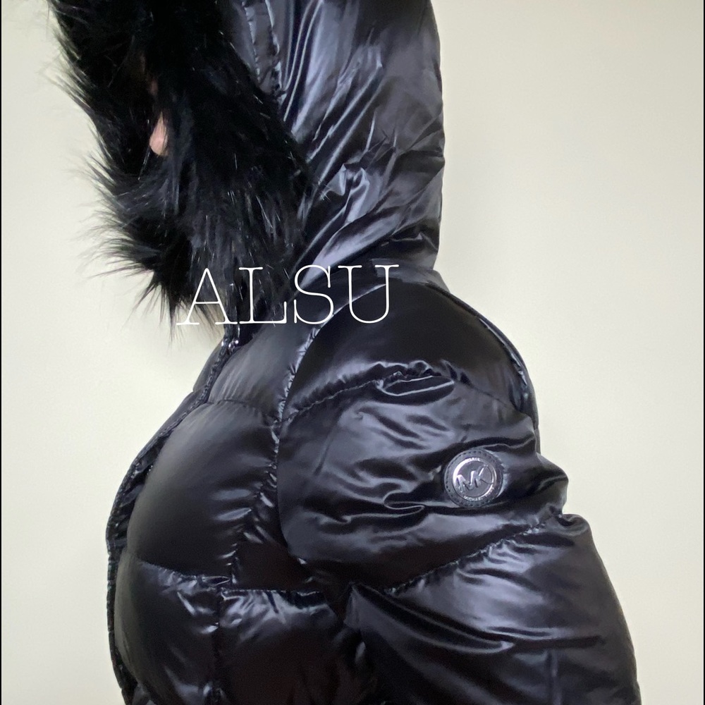 🎄 Santa’s Special 🎁 Michael Kors Faux-Fur Hooded Down Puffer Blac HO19 - Picture 5 of 14